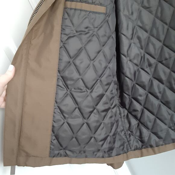 Perry Ellis Portfolio Mens L Bomber Jacket Tan Windbreaker Utility Insulated - Picture 8 of 10